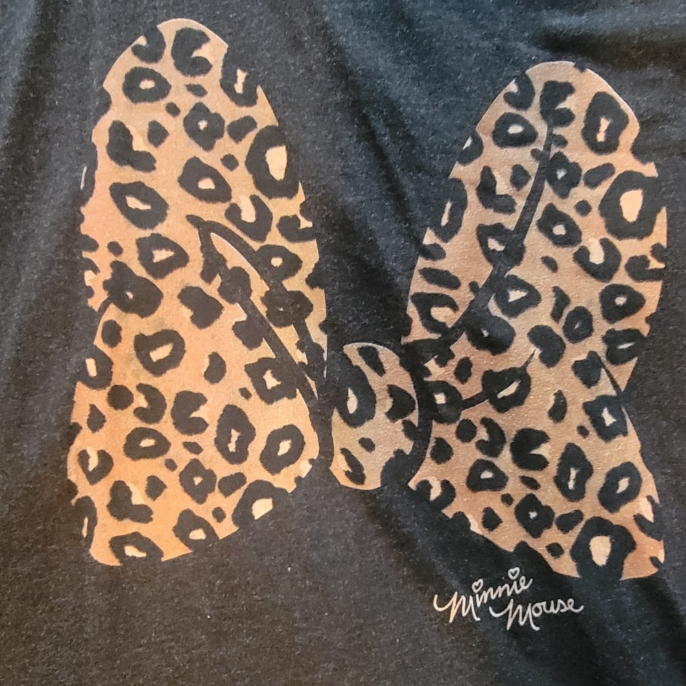 Disney Dark Grey Tank Top with Leopard Bow Design